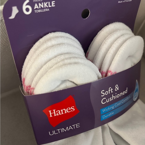 Hanes Ultimate Comfort Ankle Socks 6-Pack White NWTS - Picture 12 of 15